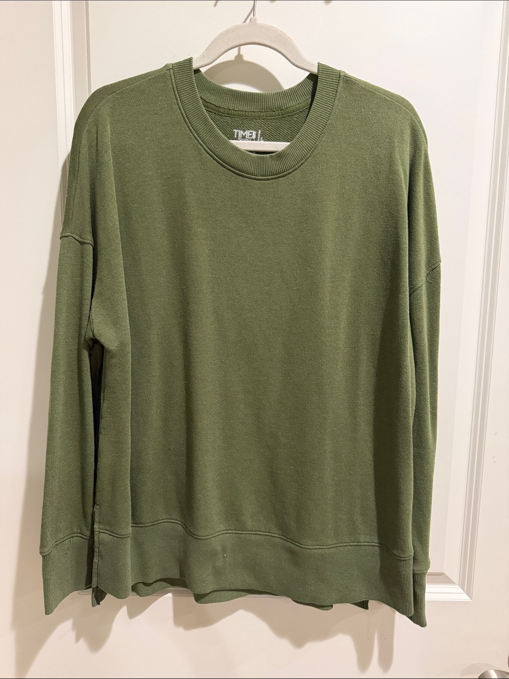Time and Tru Olive Crewneck Sweater for Men